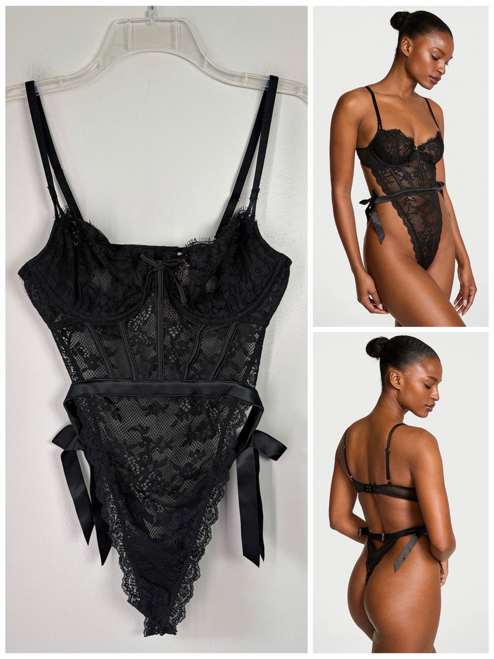 Victoria’s Secret Black Dream Angels Wicked Unlined Lace Teddy Lingerie NWOT